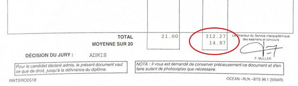 Bulletin relevé de notes de pour son BTS CAV Bulletin relevé de notes de pour son BTS CAV
